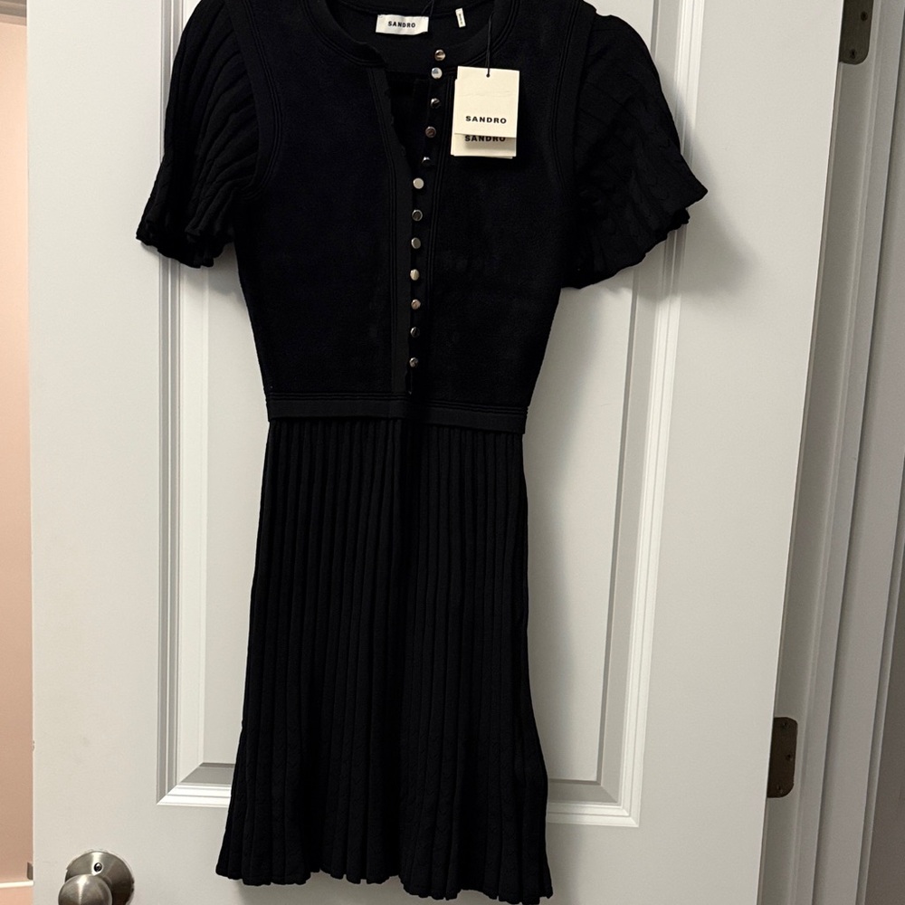 NWT Sandro Black Buttoned Mini Dress